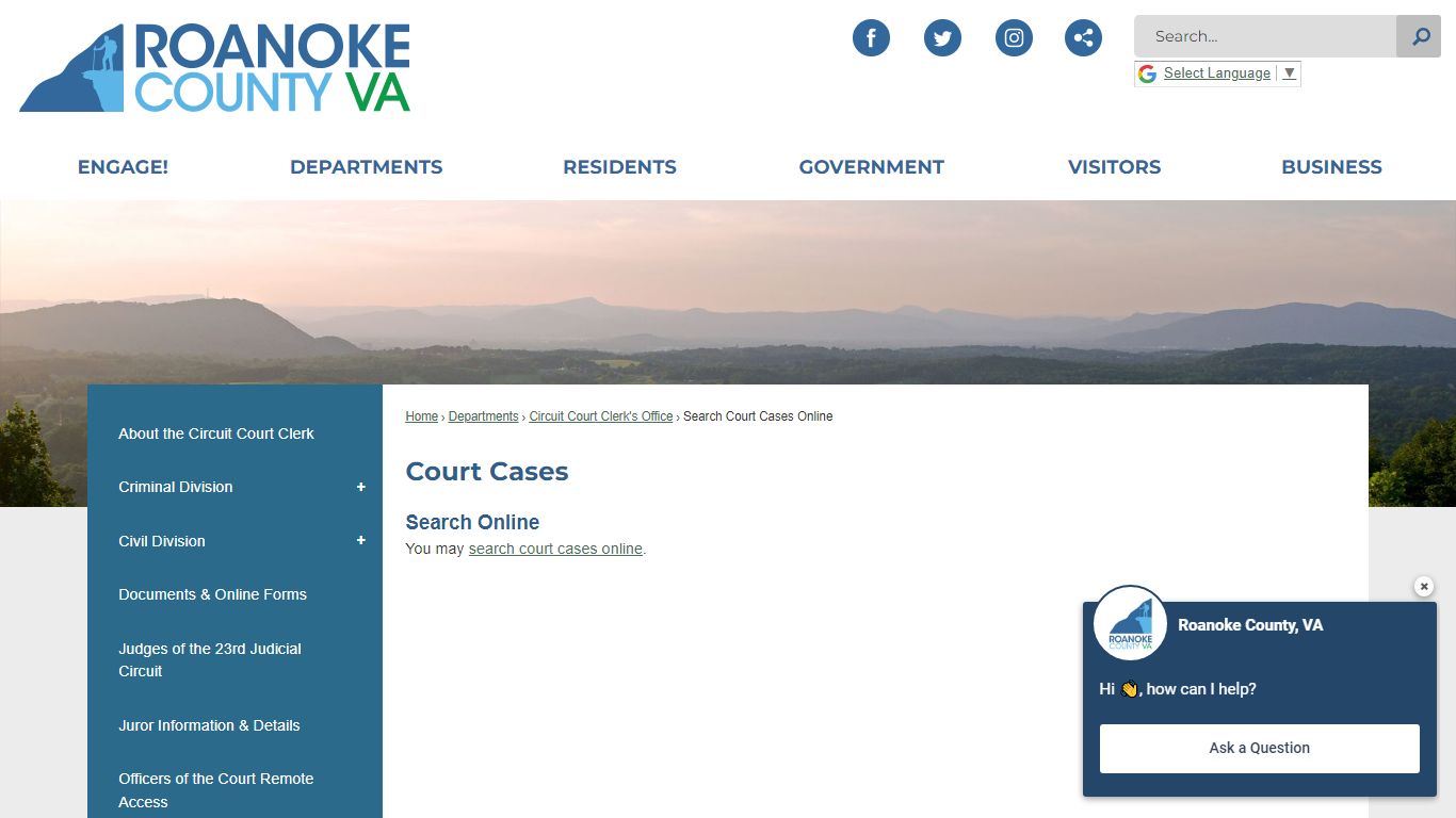 Court Cases | Roanoke County, VA - Official Website