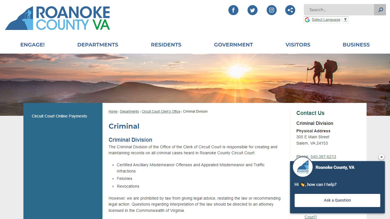 Criminal | Roanoke County, VA - Official Website